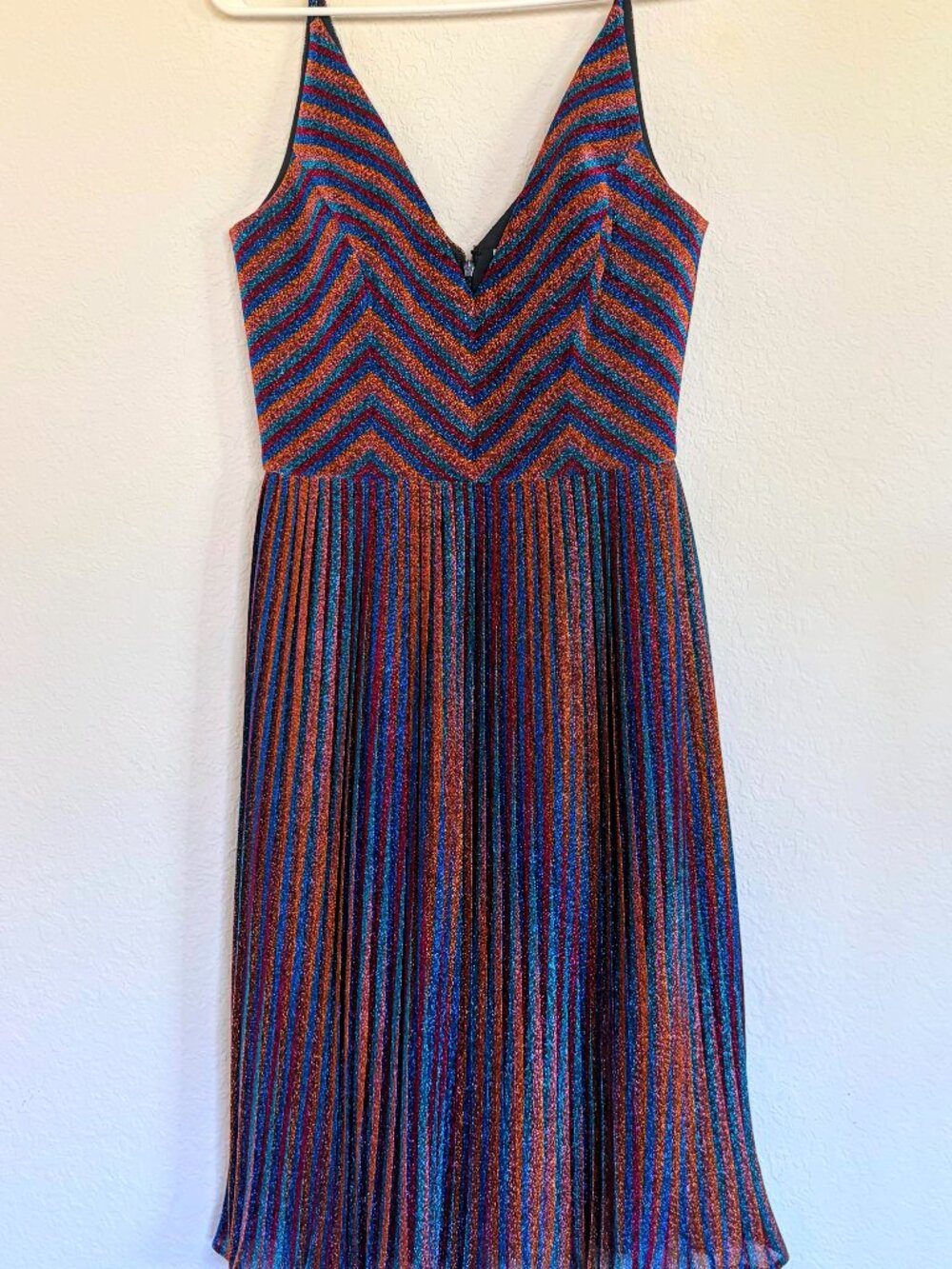 Dress the Population Metallic Rainbow Strip Hayley Dress, M - Picture 2 of 6